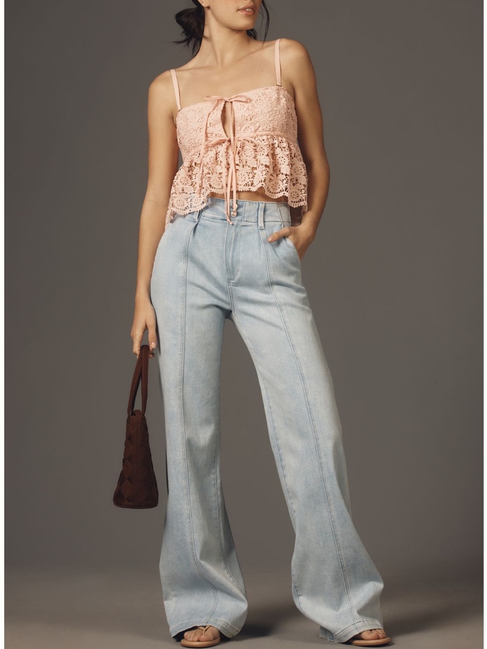 PAIGE Light Blue Wide-Leg Jeans